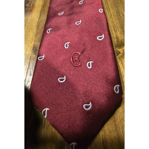John Henry Necktie Burgundy Small Paisley Design Vintage EUC - Picture 1 of 7